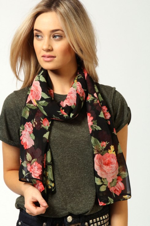 Lucy Large Floral Print Scarf, $20 from Boohoo.co.nz