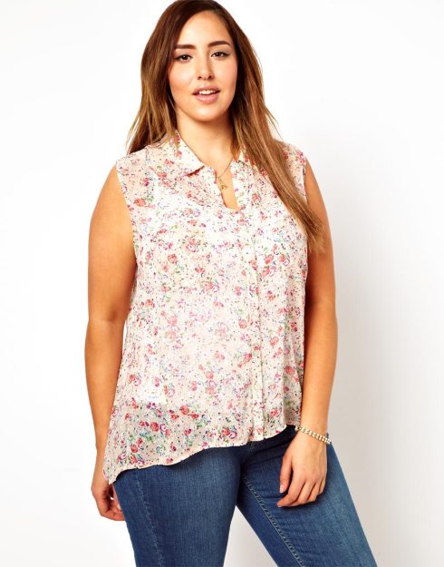 New Look Inspire Sleeveless Pretty Floral Blouse, $31.79 from ASOS