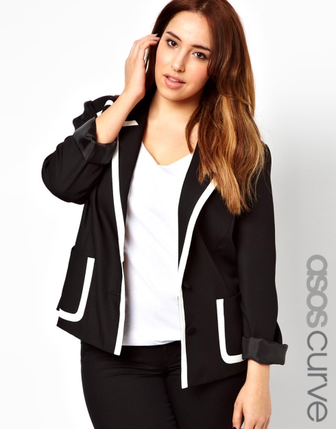ASOS CURVE Exclusive Blazer With Contrast Trim, $127.26 from ASOS