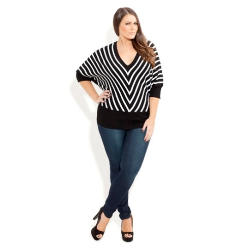 Mono Striped Jumper, $89.99 from City Chic