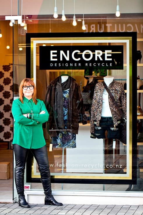 Siddhi Smith outside Encore's Newmarket pop-up store. Image / supplied