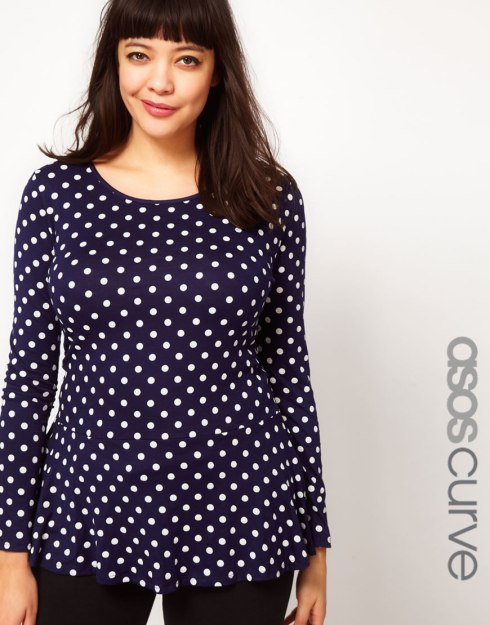 ASOS CURVE Exclusive Soft Peplum Top In Spot, $42.42 from ASOS