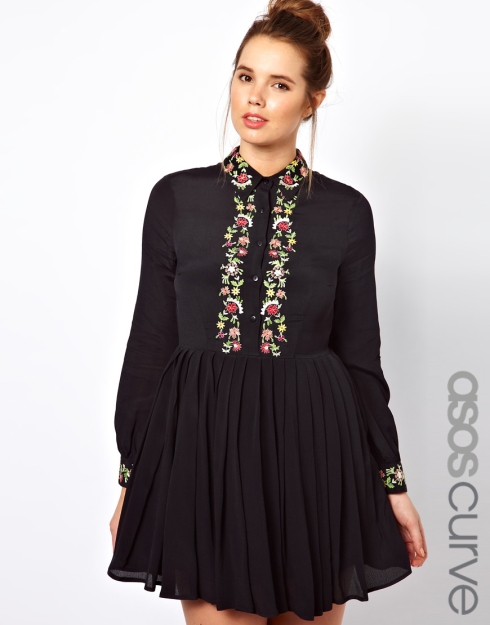 ASOS CURVE Shirt Dress with Floral Embroidery, $137.87 from ASOS