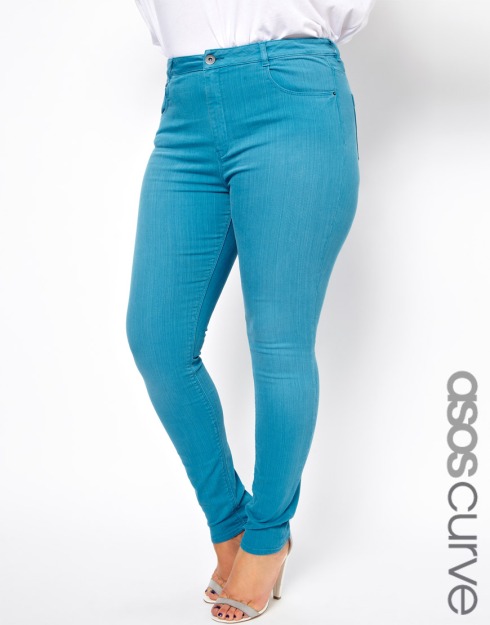 ASOS CURVE Supersoft Skinny Jean In Washed Teal, $59.39 from ASOS