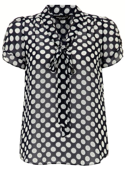 Navy Spot Pussybow Blouse, £26.00 from Dorothy Perkins