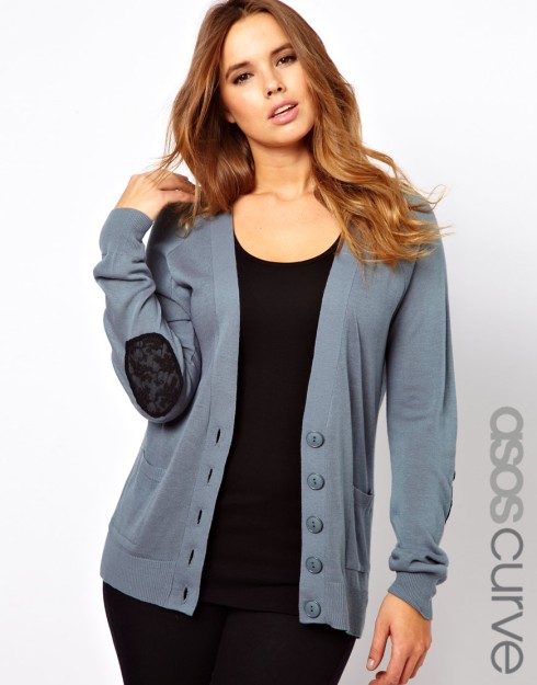 ASOS CURVE Exclusive Lace Elbow Patch Cardigan, $53.03 from ASOS