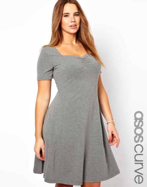 ASOS CURVE Exclusive Skater Dress With Sweetheart Neckline And Short Sleeve, $31.82 from ASOS